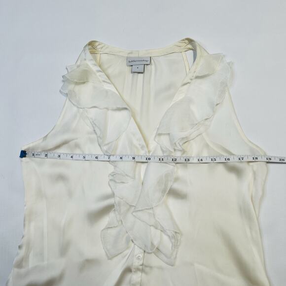 Soft Surroundings White Sleeveless Ruffle Tunic Blouse Shirt Size Small Sheer - Picture 8 of 13